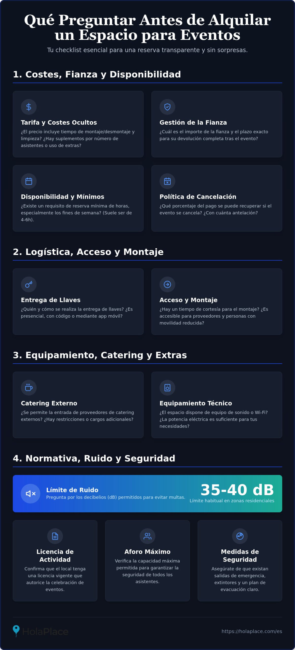 Qué preguntar antes de alquilar un espacio para eventos